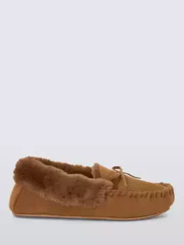 Тапочки John Lewis Microsuede Faux Fur Moccasin, цвет toast