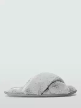 Тапочки John Lewis Recycled Faux Fur Cross Strap Slider, серый