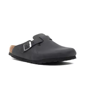 Тапочки кожаные Birkenstock Boston, черный