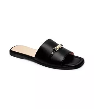 Тапочки кожаные Love Moschino, черный / кремовый