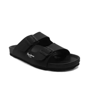 Тапочки кожаные Pepe Jeans London Bio Royal Double, черный