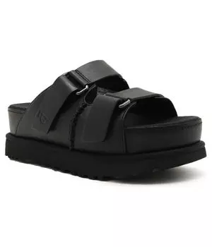 Тапочки кожаные с голенищами goldenstar hi slide Ugg, черный