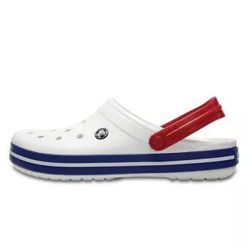 Тапочки крокодил белый/синий джинсовый Crocs