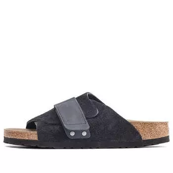 Тапочки kyoto nubuck-suede leather narrow fit sandals 'midnight blue' Birkenstock, синий