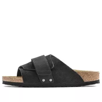 Тапочки kyoto nubuck-suede leather sandals 'black' Birkenstock, черный