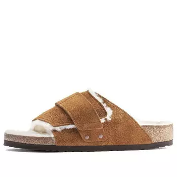 Тапочки kyoto shearling suede leather 'mink' Birkenstock, коричневый
