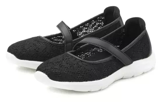 Тапочки LASCANA, суперлегкие и удобные полуботинки с модным ВЕГАНСКИМ кружевом, черный