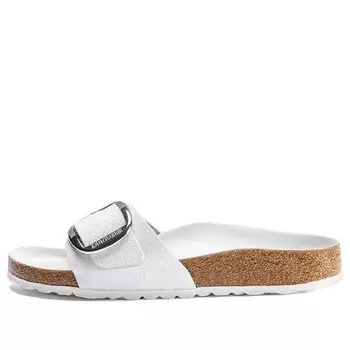 Тапочки madrid big buckle leather narrow fit sandals 'white' Birkenstock, белый