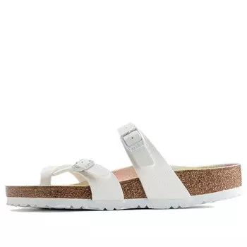 Тапочки mayari vegan birko-flor nubuck sandals 'white' Birkenstock, белый