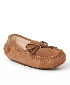 Тапочки-мокасины из натуральной овчины Dearfoams Girls Fireside By Parke, коричневый