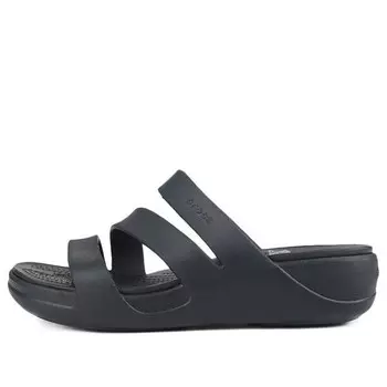 Тапочки monterey strappy wedge Crocs, черный