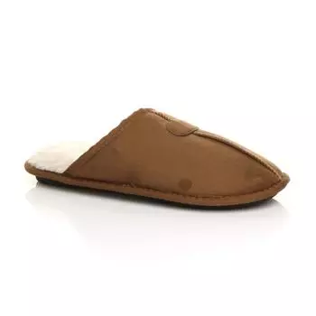 Тапочки-мюли из искусственного меха на плоском каблуке AJVANI, коричневый