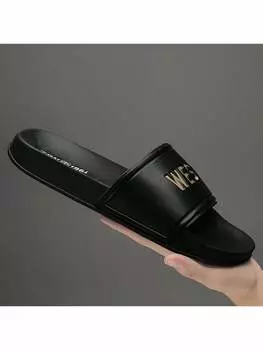 Тапочки мужские, черный / золотой