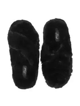 Тапочки на платформе из искусственного меха Pink, черный