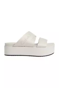Тапочки на плоской платформе с логотипом Calvin Klein Jeans, белый