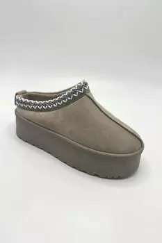 Тапочки на плоской подошве с трикотажным узором на подкладке из искусственного меха Astri Miss Diva, серый