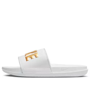 Тапочки offcourt slide 'white metallic gold' Nike, белый