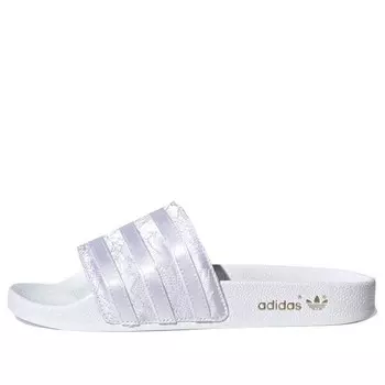 Тапочки originals adilette satin embroidered slippers Adidas, белый