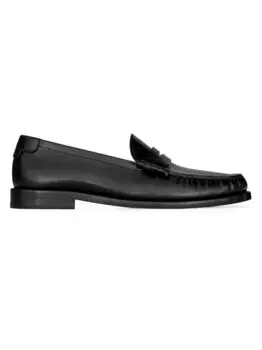 Тапочки Penny с монограммой Le Loafer из гладкой кожи Saint Laurent, черный
