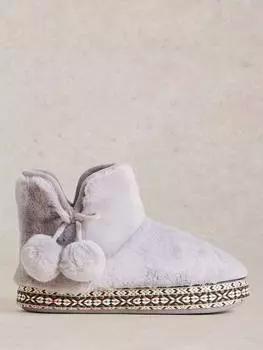 Тапочки-пинетки из искусственного меха White Stuff, цвет Lavander Grey