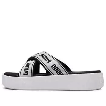 Тапочки platform slide tape slippers for black/white Puma, черный
