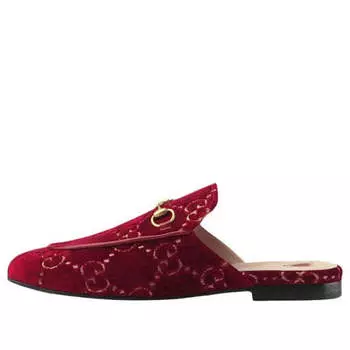 Тапочки princetown gg velvet mules 'red' Gucci, красный