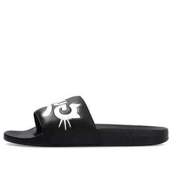 Тапочки pursuit cat leather pool slide 'black' Gucci, черный