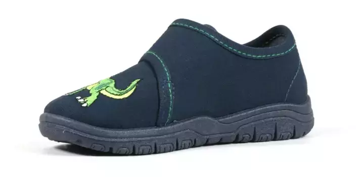 Тапочки Рихтера "MAILO", туфли на липучке, туфли для детского сада с вышивкой динозавров Richter, цвет Nachtblau Dino