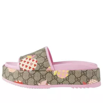Тапочки rubber gg slide 'les pommes' Gucci, бежевый