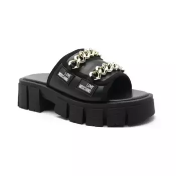 Тапочки с добавлением кожи Love Moschino, черный