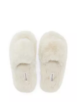 Тапочки с меховым эффектом, белый
