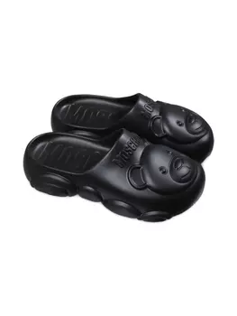 Тапочки с мотивом «Тедди Лео» Moschino Kids, черный