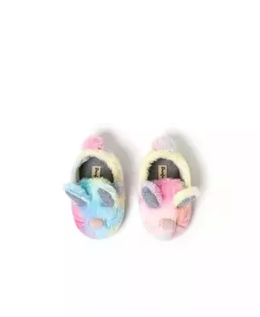 Тапочки с нечеткой закрытой спиной и пасхальным кроликом для маленьких девочек Dearfoams, коричневый