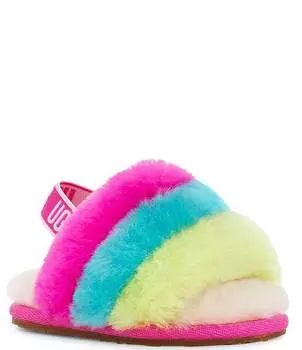 Тапочки-шлепанцы UGG для девочек Fluff Yeah с логотипом, туфли для кроватки (для младенцев), розовый