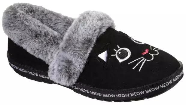 Тапочки Skechers "TOO COSY MEOW PAJAMAS" с вышитой кошачьей мордочкой, черный