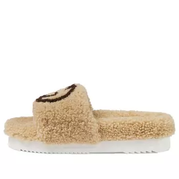 Тапочки slide 'interlocking g merino wool - light brown' Gucci, коричневый