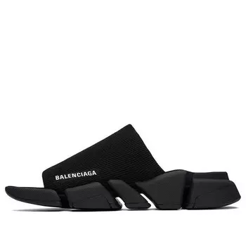 Тапочки speed 2.0 slides 'black recycled knit and black sole unit' Balenciaga, черный