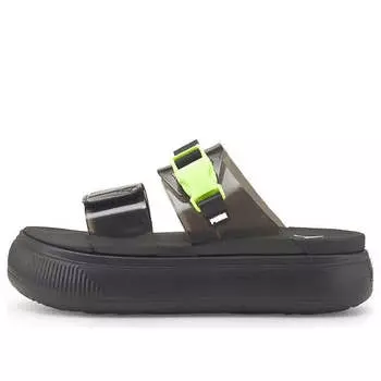 Тапочки suede mayu pop sandal 'black fizzy light' Puma, черный