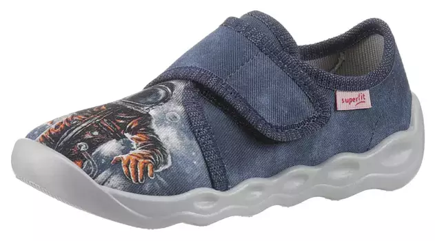 Тапочки Superfit "BUBBLE WMS: Medium", туфли на липучке, туфли для детского сада с 3D принтом, синий