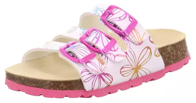 Тапочки Superfit "Мюли WMS: Medium", летние туфли, тапочки, тапочки со сплошным принтом, цвет Wei Rosa Blumen