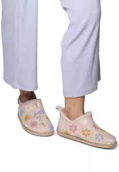 Тапочки Toni Pons с вышивкой снежинок высокие, бежевый