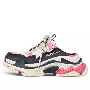 Тапочки triple s mules 'white pink and black double foam and mesh' Balenciaga, белый