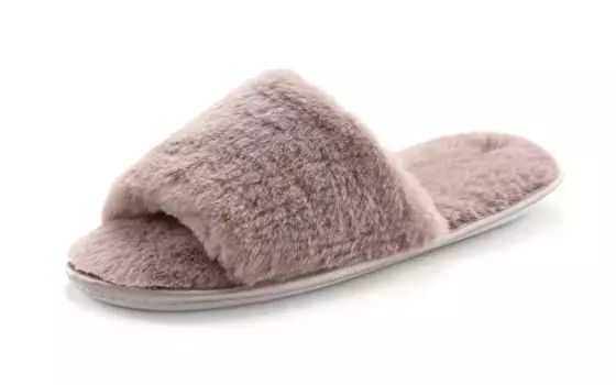Тапочки Vivance "Плюшевые тапочки, мюли, тапочки", мюли, тапочки с приятным, теплым искусственным мехом VEGAN, цвет Ros