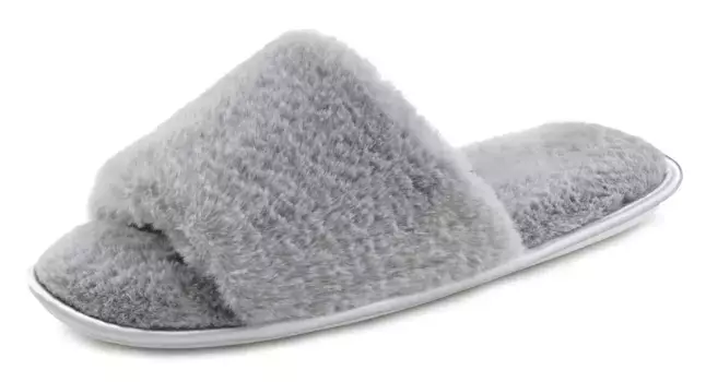 Тапочки Vivance "Плюшевые тапочки, мюли, тапочки", мюли, тапочки с приятным, теплым искусственным мехом VEGAN, серый