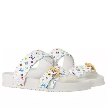 Тапочки x takashi murakami bom dia slides Louis Vuitton, белый