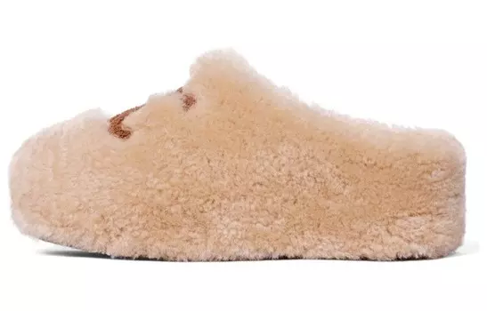 Тапочки женские Celine меховые, коричневый