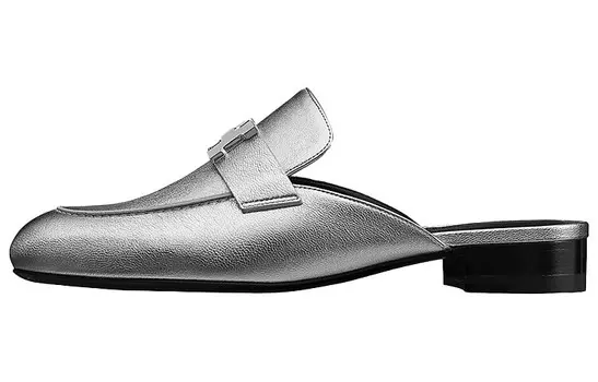 Тапочки женские Hermes, серебристый