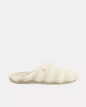 Тапочки женские открытые из овчины с полосатым принтом Hot Potatoes, бежевый