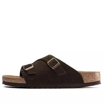 Тапочки zrich suede leather 'mocca' Birkenstock, коричневый