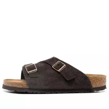 Тапочки zrich suede leather narrow fit 'mocca' Birkenstock, коричневый